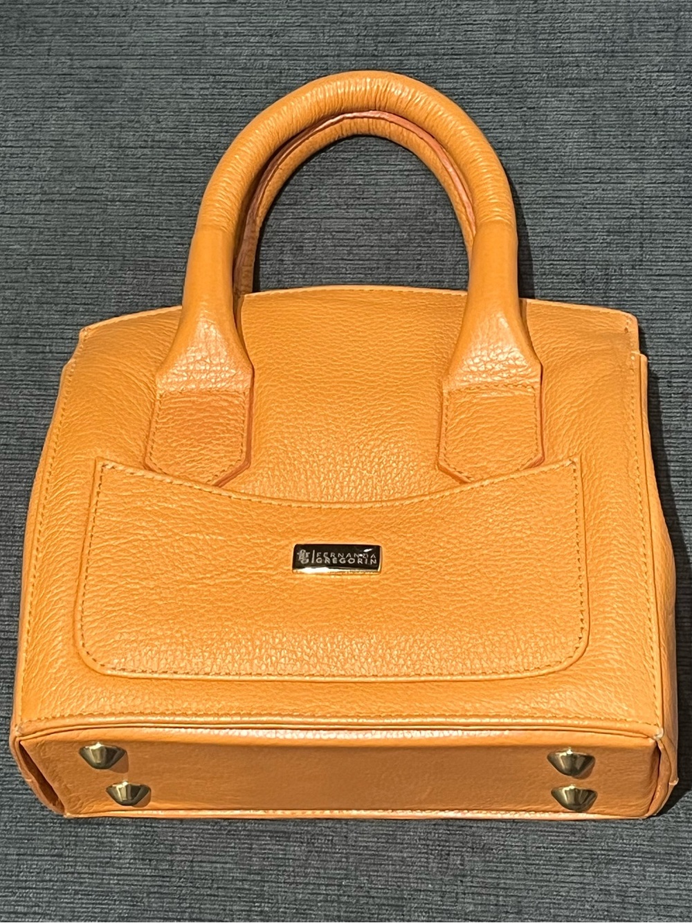 Pebbled Leather Orange Top-Handle Satchel